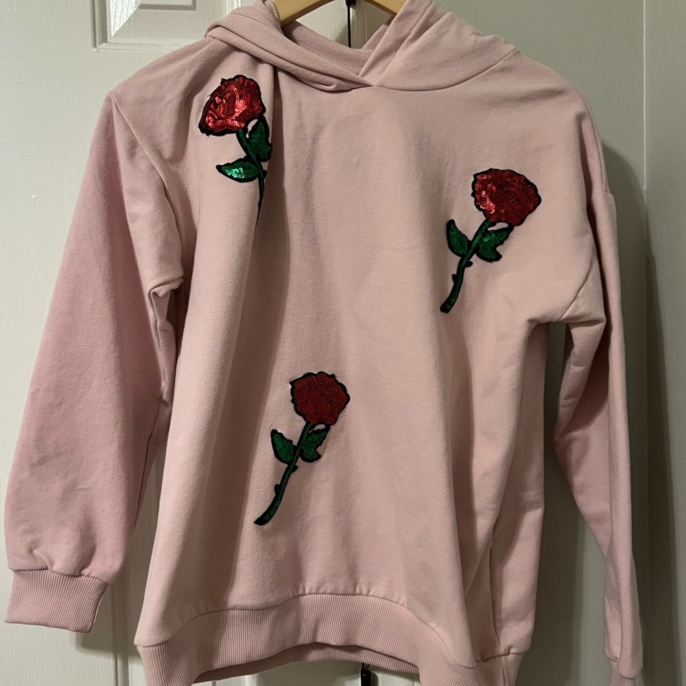 Pink Hoodie With Roses
